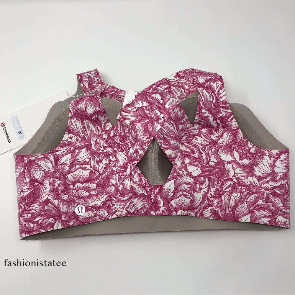 NWT lululemon Enlite bra FBWR pink floral white - Picture 4 of 7